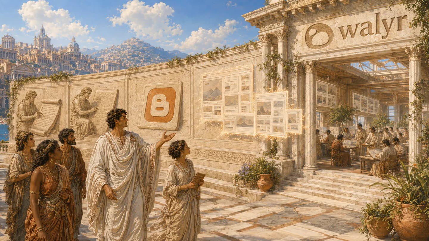 Walyr's classical studio for visually building Blogger websites
